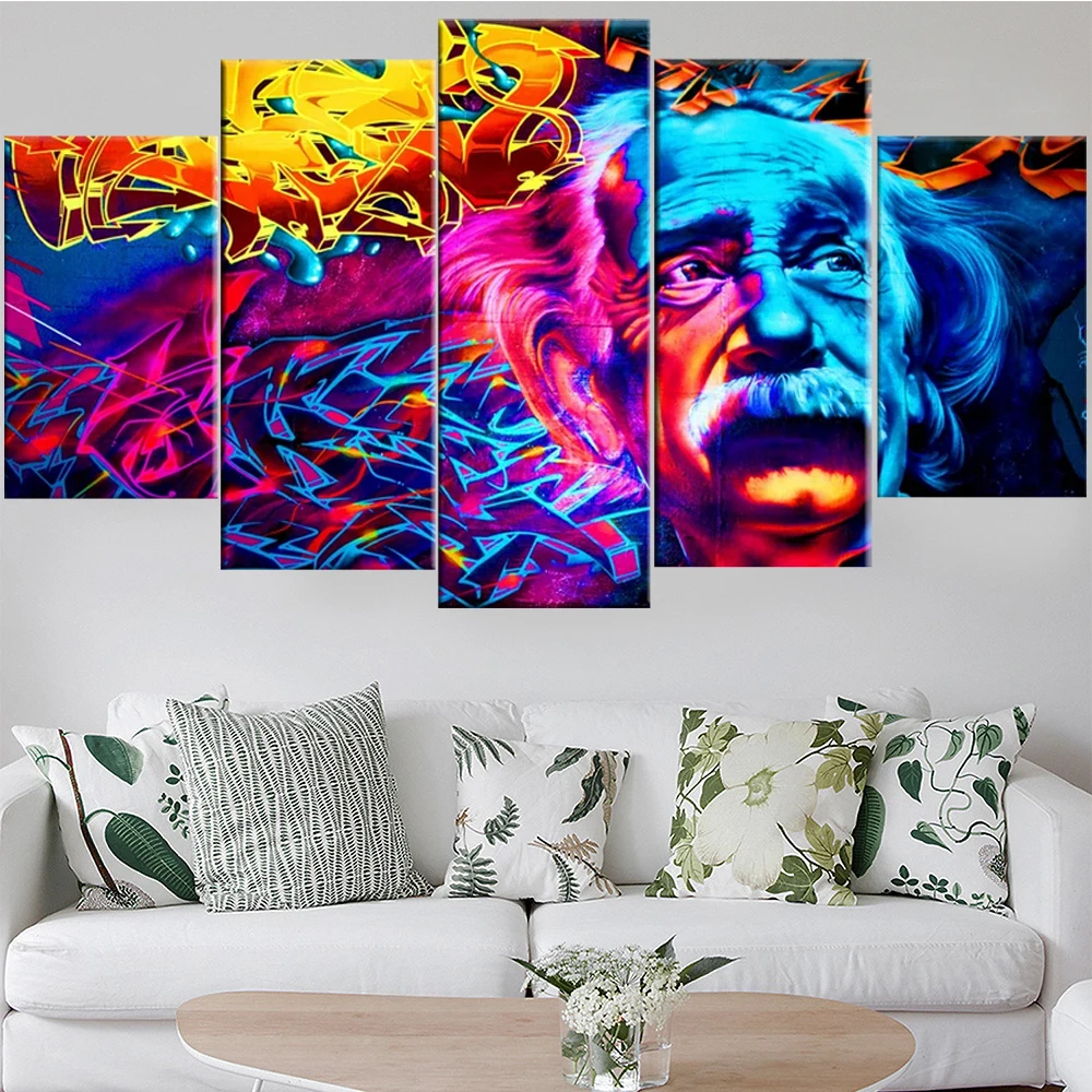 

5 Pieces Wall Art Canvas Painting Abstract Color Character Poster Modular Pictures Home Decoration Modular Living Room