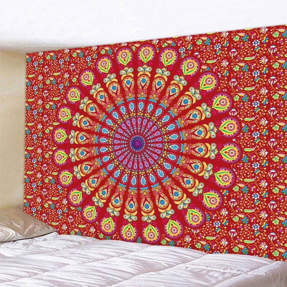 Vintage gradient tapestry home decor Indian psychedelic scene mandala tapestry hippie bohemian decor sheet yoga mat