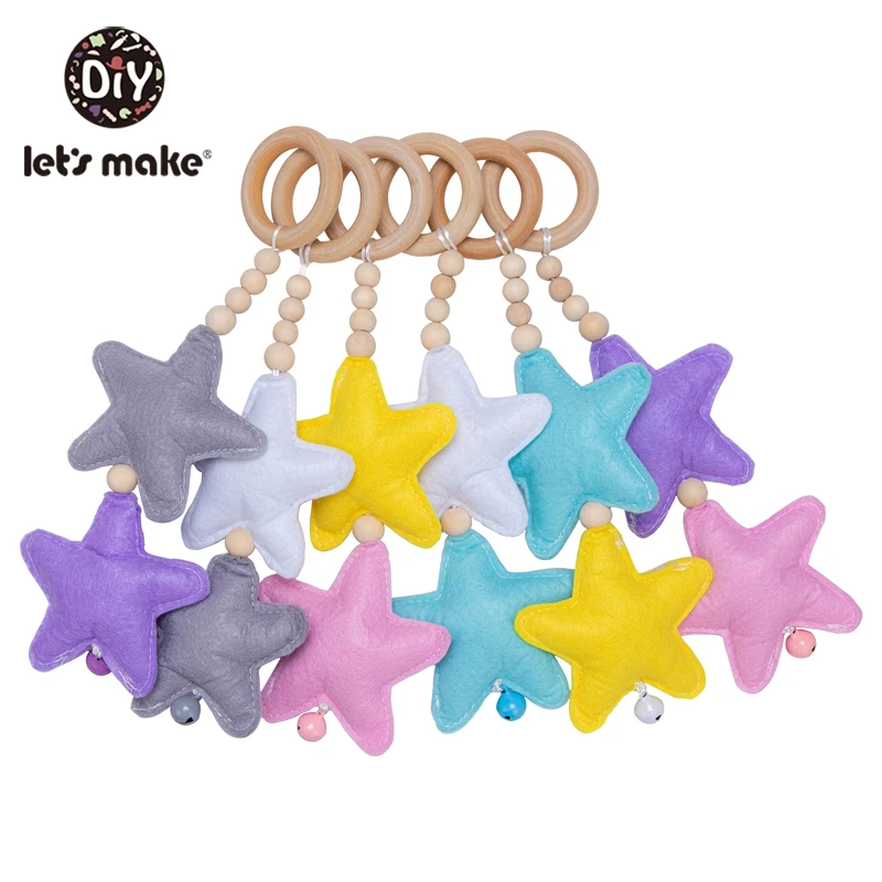 Let's Make Baby Toys Star Fitness Frame Pendant Cartoon Wooden Toys Baby Rattle Newborn Teether Toys Baby Kids Gift