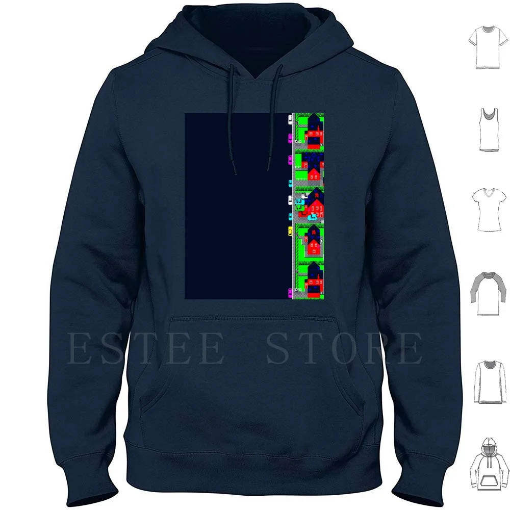 Trashman-Map Detail Hoodies Long Sleeve Spectrum Zx Spectrum Trashman Map Detail Pixel Art Pixel 8 Bits Game