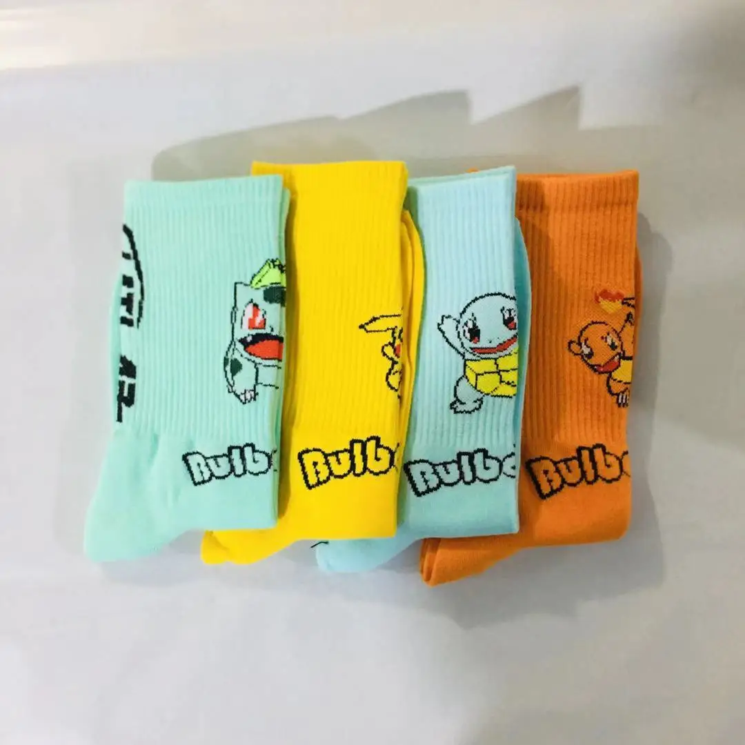 Pokemon Pikachu Figure Cotton Socks Pokemon Squirtle Charmander Bulbasaur Anime Cosplay Men Women Christmas Gift Sock