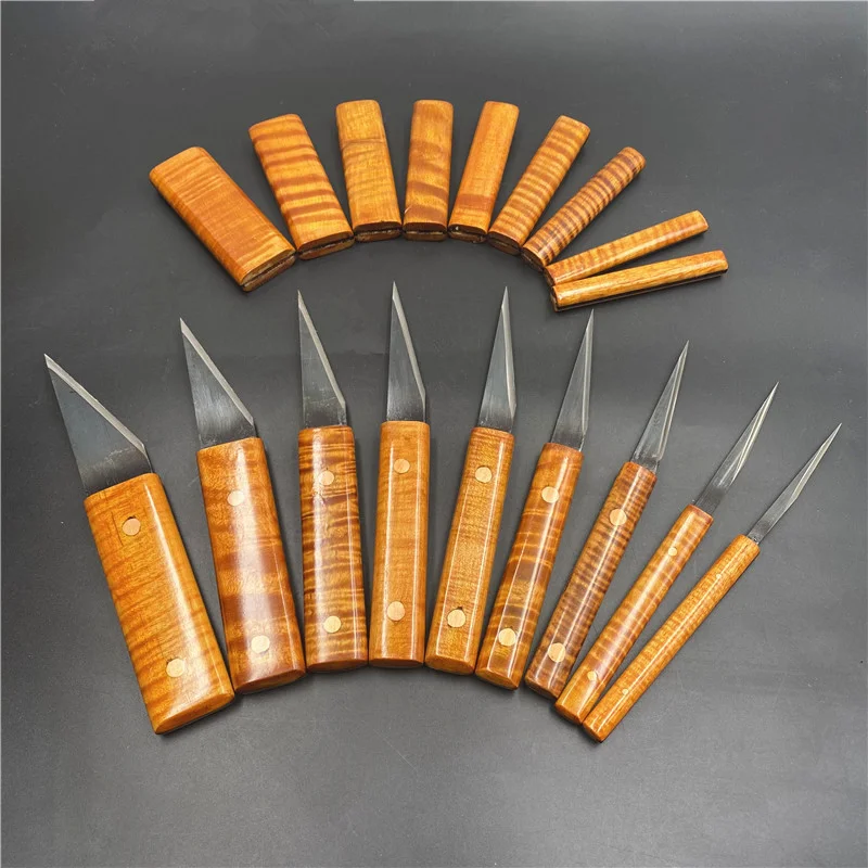 High Grade different size carving knives knife, high-speed HSS steel graver with sheath，repair luthier dedicated tool