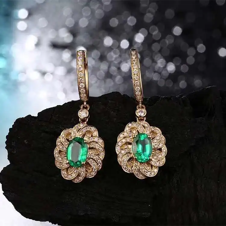 

100% Natural And Real Emerald earrings classic fine Jewelry women wedding 925 sterling silver