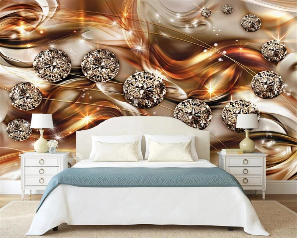 Beibehang Custom living room Wall 3d Wallpaper Abstract gold line diamond jewel Background Wall 3d wallpaper mural tapety