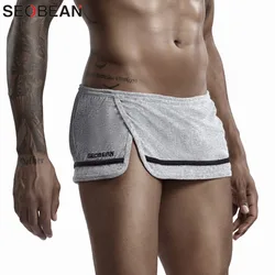 Lado sexy dos homens dividir pijamas, loose lounge sleepwear, bottoms boxer shorts, pijamas da moda