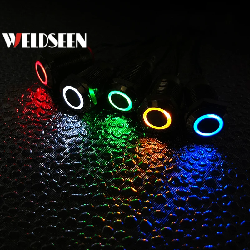 19mm 22mm Self Reset Momentary Metal Push Button Switch LED Light 3V 6V 12V 24V 220V Start Stop Button Power Button With Socket