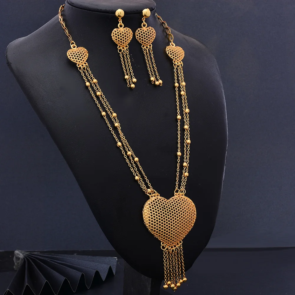 Свадебные Bijoux (украшения своими руками) дизайн африканская браслеты/серьги/золотое украшение на шею с Цвет сердце набор украшений для женщин Подарки