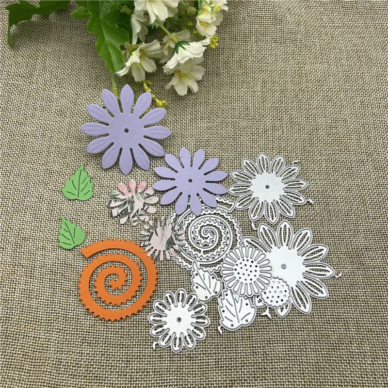 exquisite 3D sunflower Metal cutting dies  mold Round hole label tag Scrapbook paper craft knife mould blade punch stencils dies