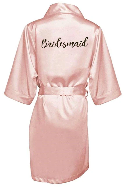 blue pink robe bride bridesmaid robe with white black letters mother sister of the bride wedding gift bathrobe kimono satin robe