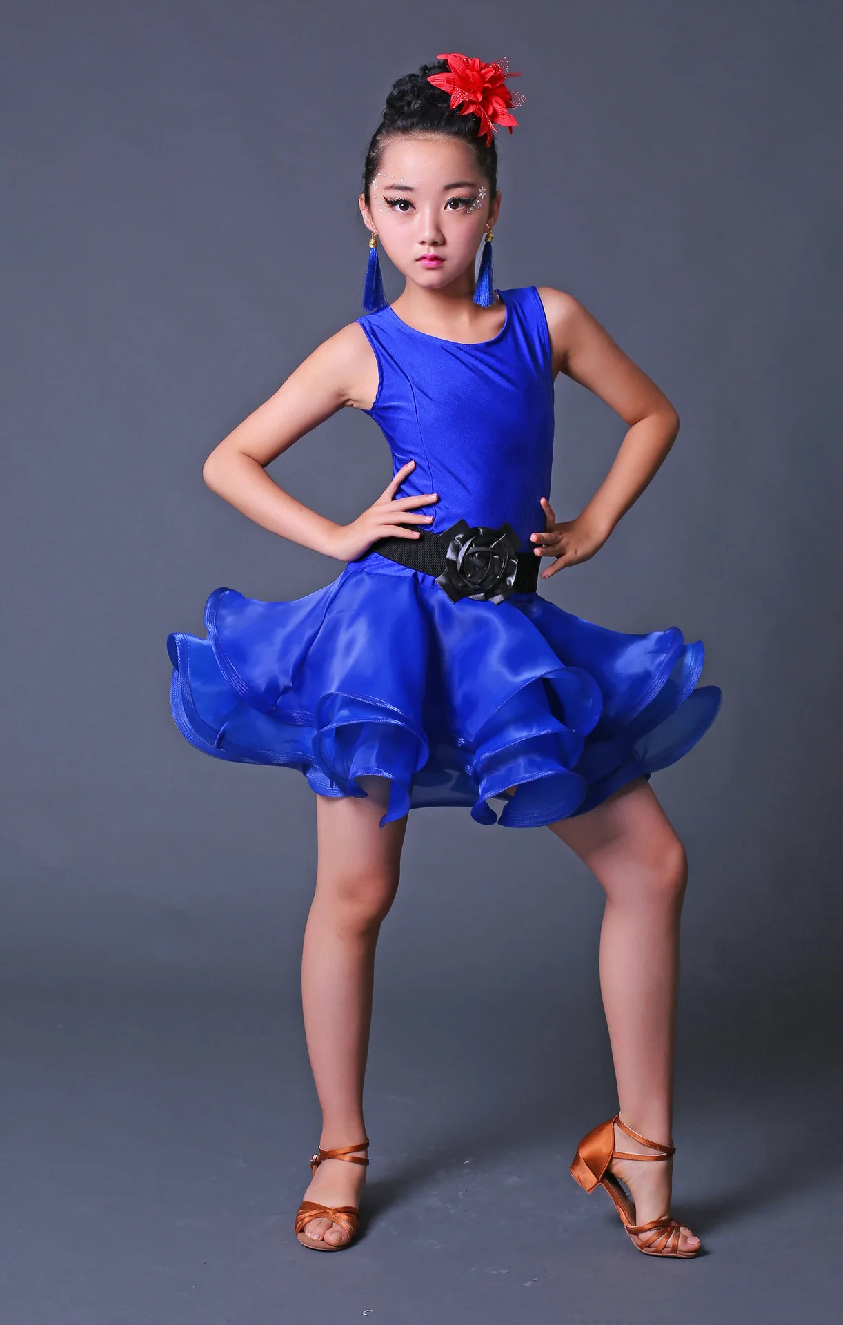 Kids Stadium Concurrentie Kostuums Latin Dans Jurk Meisjes Gymnastiek Praktijk Party Dancewear Kinderen Dansen Latin Jurken