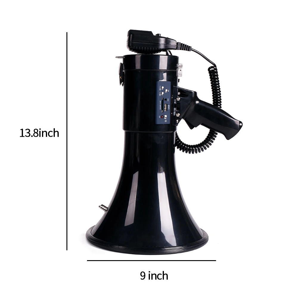 50 Watt Power Portable Volume Control Bullhorn Voice Siren Alarm Modes Megaphone Speaker with and Strap