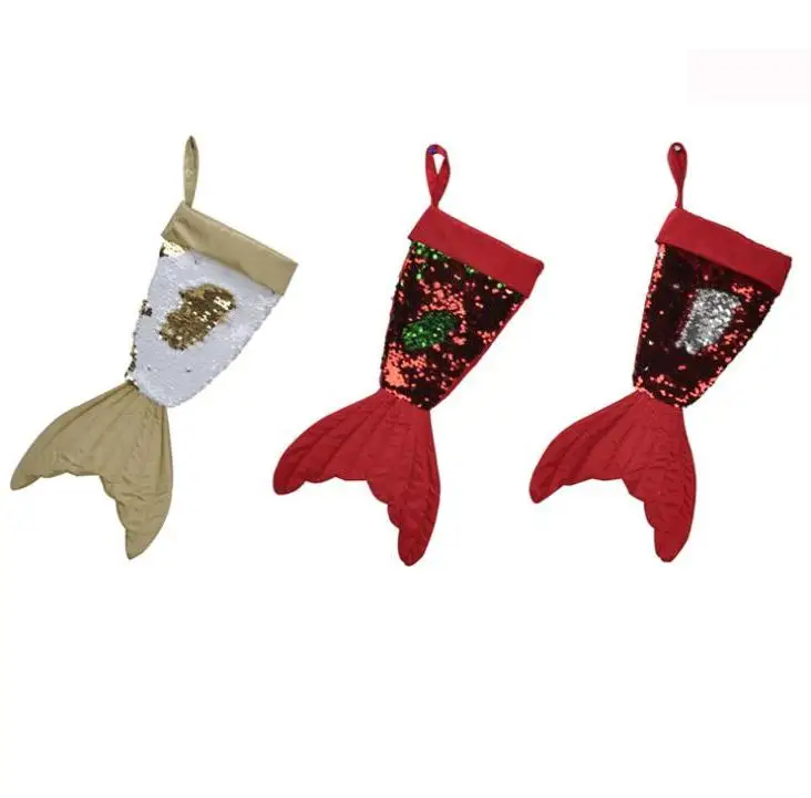 

New Bling Bling Mermaid Christmas Stockings Christmas Decorations Santa Claus Socks Xmas Gift Bags Christmas Socks Wholesale