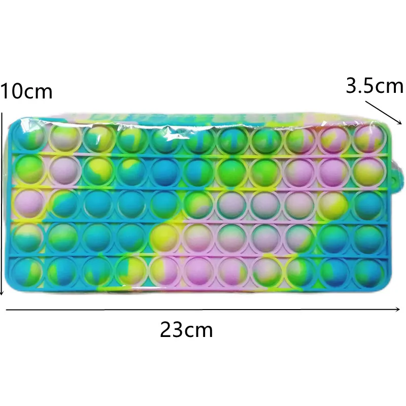 Anti-stress Silicone Pouch Bubble Fidget Pencil Case Pen Holder Sensory Games Popper Push Kids Toys Office Stationery Organizer