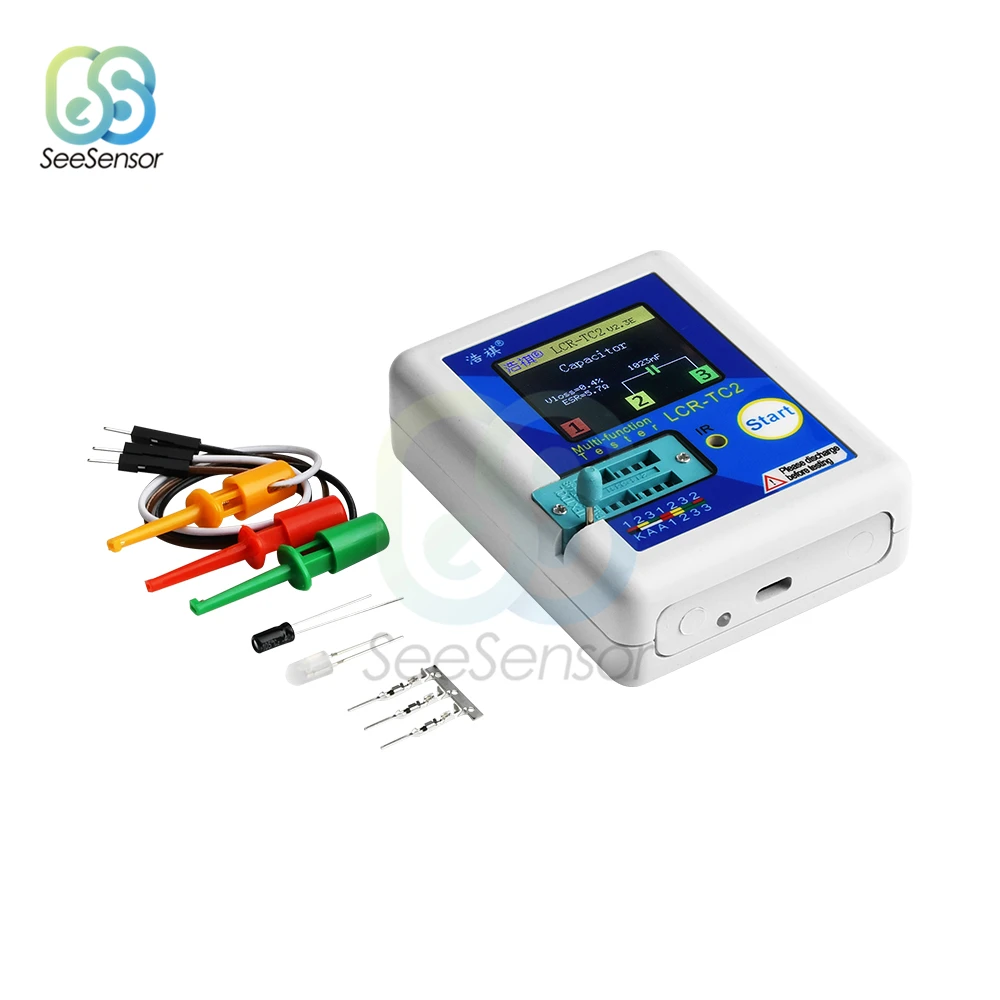ใหม่ LCR-TC2จอแสดงผล LCD มัลติมิเตอร์เครื่องทดสอบทรานซิสเตอร์ Diode Triode ตัวเก็บประจุตัวต้านทานเครื่องวัด ESR LCR NPN PNP MOSFET