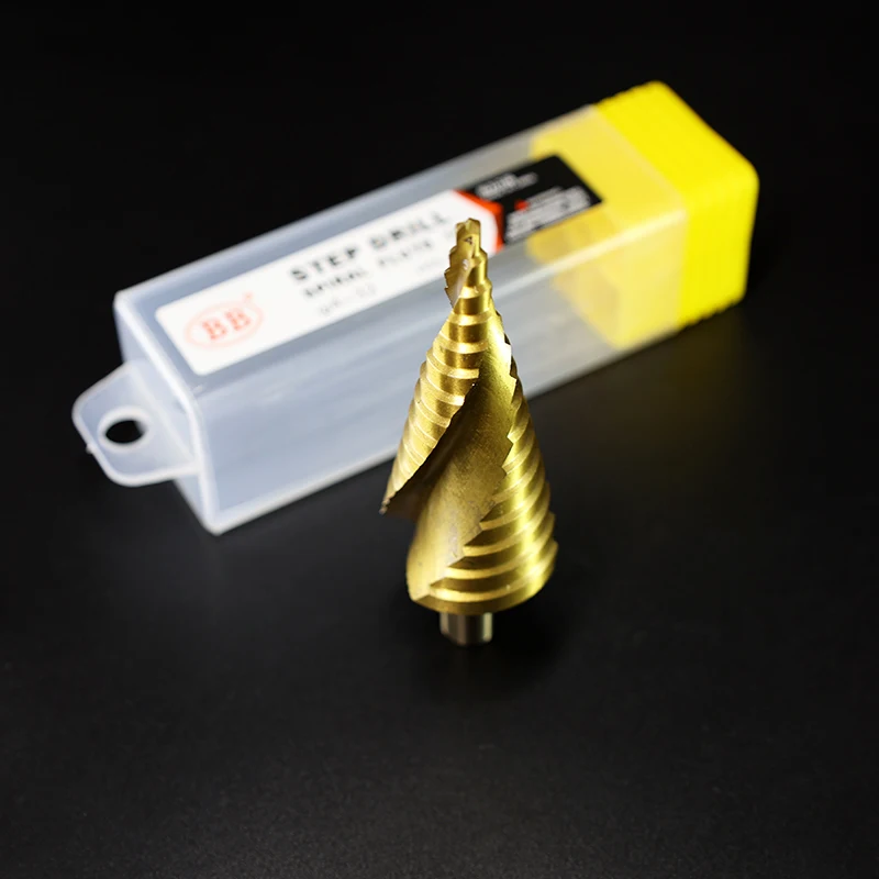Bit Bor Langkah BB HSS 4-12 4-20 4-32 Kerucut Kobalt Dilapisi Titanium Spiral Seruling Lurus Baja Lubang Logam Kayu 1 Buah