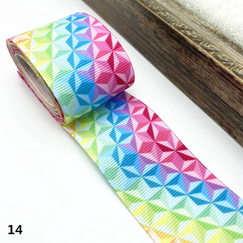 3 yards/lots 38mm Gradient Rainbow Grosgrain Ribbon for Wedding Party Decoration Gift Wrapping DIY