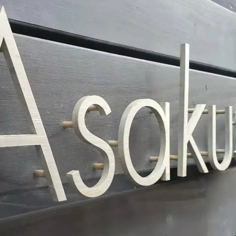 Facility flat metal laser cut letters sign Stainless steel cut letters pin mounted on the wall for portable sign letters