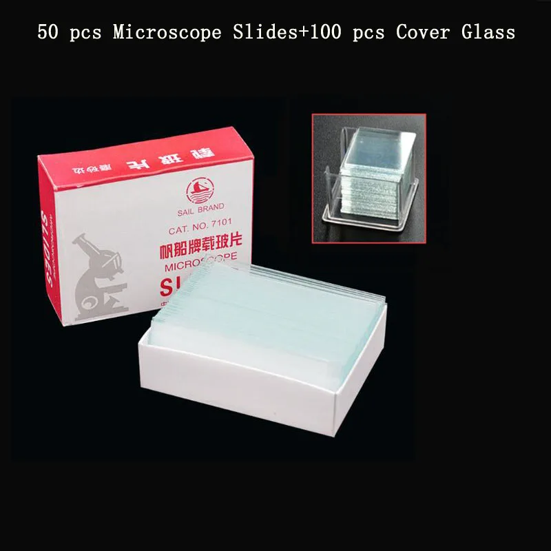 

Parts 50 pcs Microscope Slides and 100 pcs Cover Glass for Preparation of Specimen Microscope Slides Glass Cover Slips