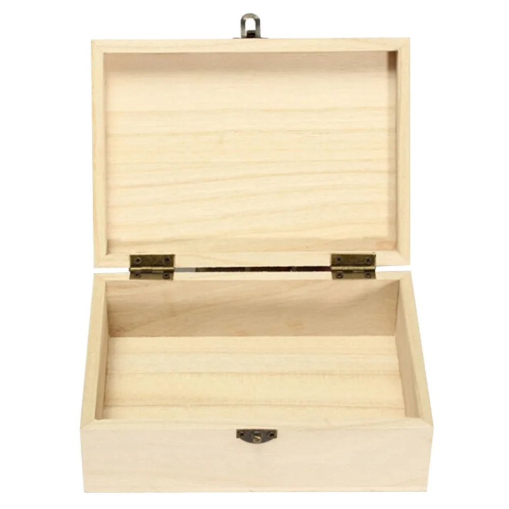 New Home Storage Box Natural Wooden With Lid Golden Lock Postcard Organizer Handmade Craft Jewelry Case Wooden Box Casket Home