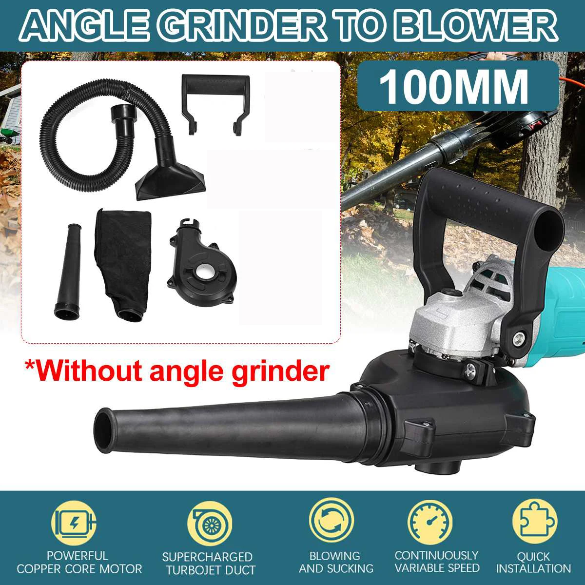 

Super Wind Dust Blower Accessory Grinder Air Blower Dust Blowing Bracket Change 100 Angle Grinder Into Blower DIY Home Tool