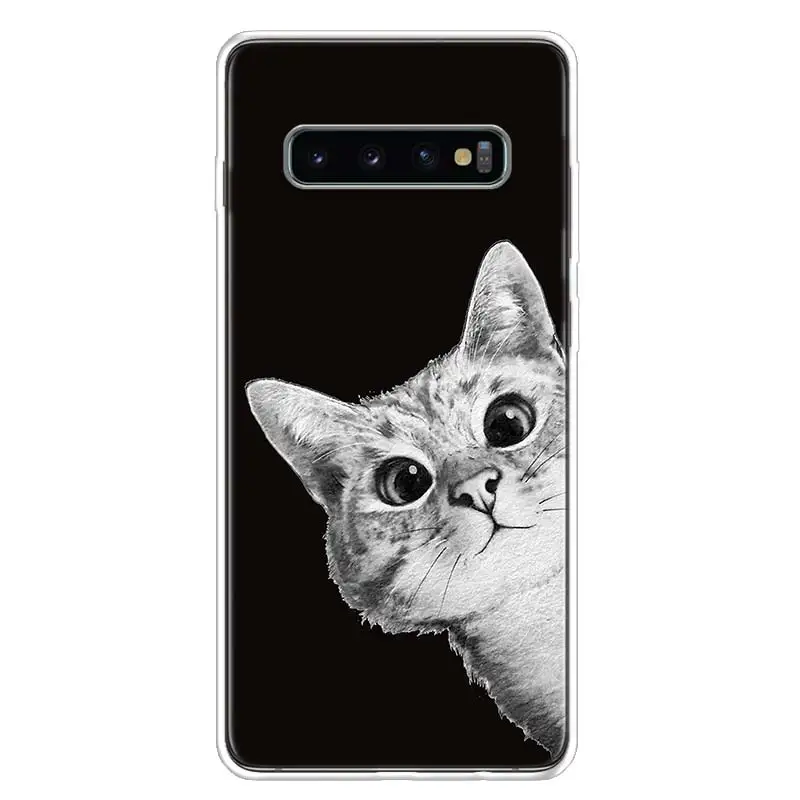 Space Moon Cute Cats For Samsung Galaxy S24 S23 S21 S22 Ultra S10 Plus S20 FE Phone Case S10E S8 S9 + Housing Shell Coque