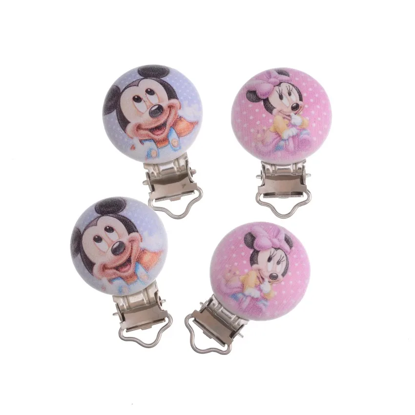 5PCs Baby Pacifier Clips Lovely Mouse White Wood Metal Holders Cute Infant Soother Clasps Funny Accessories 4.8x2.9cm