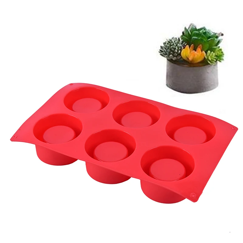 

6 Holes Silicone Mold for Concrete Planter Flower Pot Molds Homemade Succulent Plants Pot Cement Clay Molds Home Office Decor