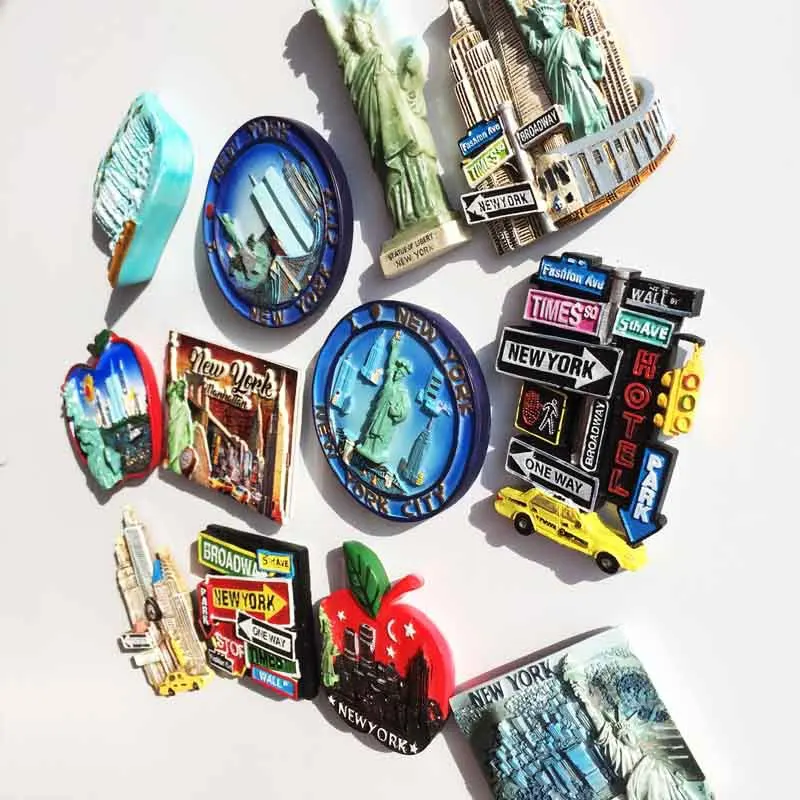 United States Travel Fridge Magnet Souvenir Set The Statue of Liberty Broadway Landmark of New York Magnets Refrigerator Decor