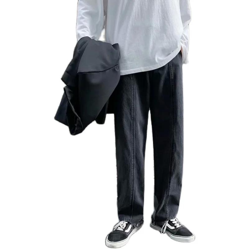 2021 super fire men's casual pants Korean brand versatile loose gray straight jeans fashion hip hop