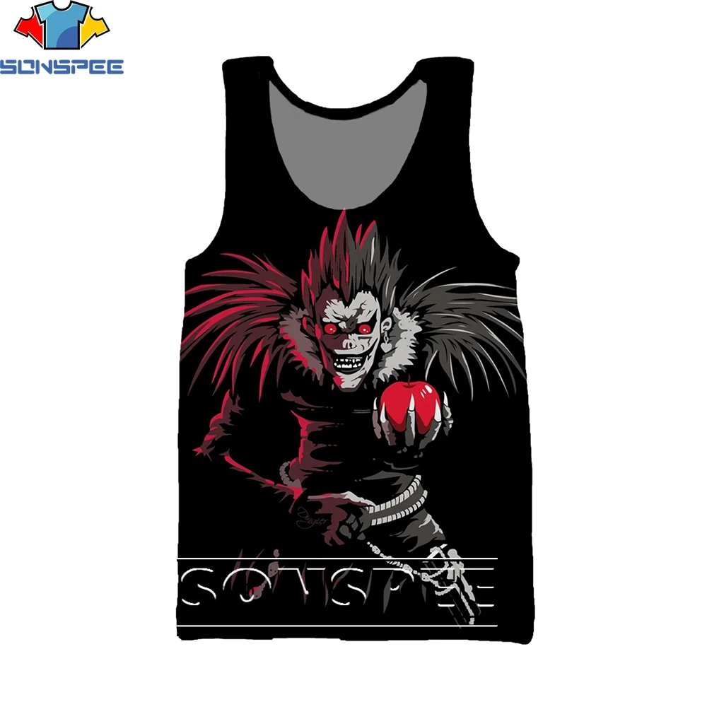 SONSPEE 3D Printing Death Note Anime Summer Sleeveless Vest Men/Women Fashion Hip Hop Personality Sports All-match Casual Top