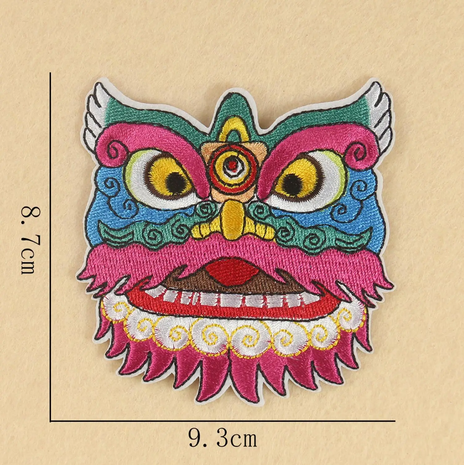 Embroidered Lion Dance Costume Patch, Chinese Lion Dance Decor, DIY Iron Crafts Patches, Sticker, 1Pc