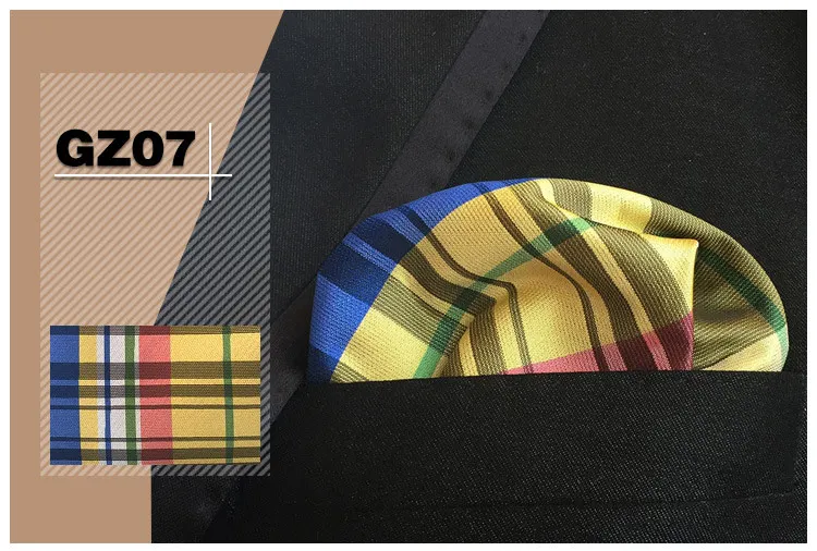 Gusleson novo masculino colorido xadrez lenços casual casamento hankies negócios casual bolsos quadrados