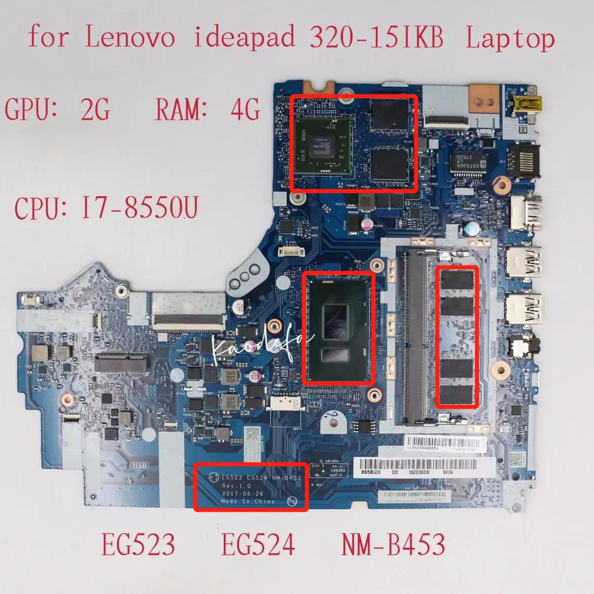 

NM-B453 for Lenovo Ideapad 320-15IKB Laptop Motherboard CPU:I7-8550U GPU:R17M 2G RAM:4G FRU: 5B20Q11183 5B20Q11179 5B20Q11154