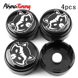 4pcs 66mm 63mm Rotating Car Wheel Hub Caps Raccoon Pattern For Rims Centre Cover Auto Refits Styling Auto Accessories Black