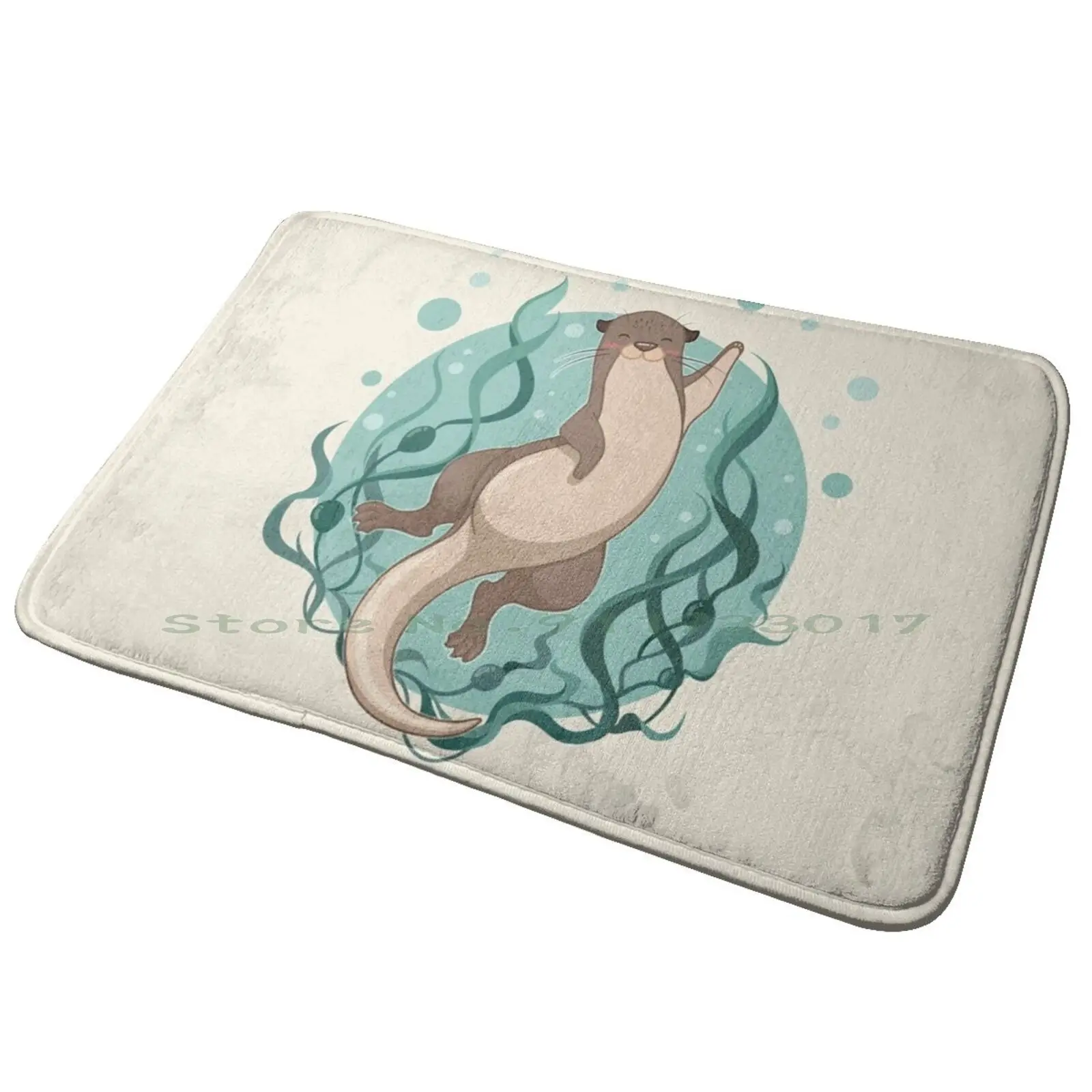 Otter Waving Entrance Door Mat Bath Mat Rug Otters Nature Otterly Ferret Weasel Love Animals Cute Animals Anti-Slip Bedroom