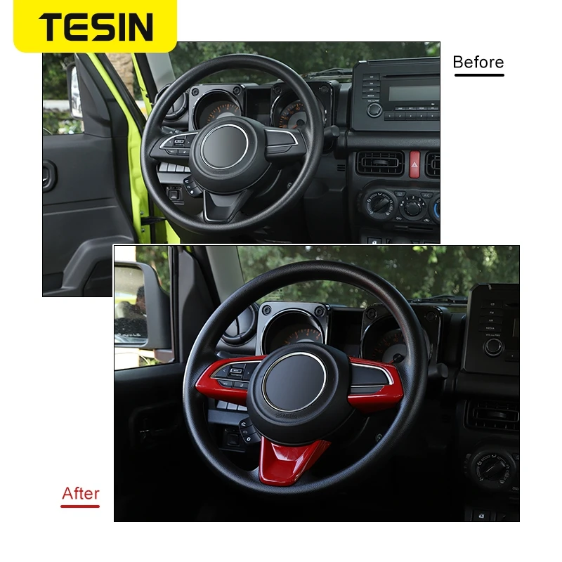 TESIN Interior Mouldings For Suzuki Jimny JB74 2019 2020 2021 2022 Car Steering Wheel Decoration Cover Trim Stickers Car Styling