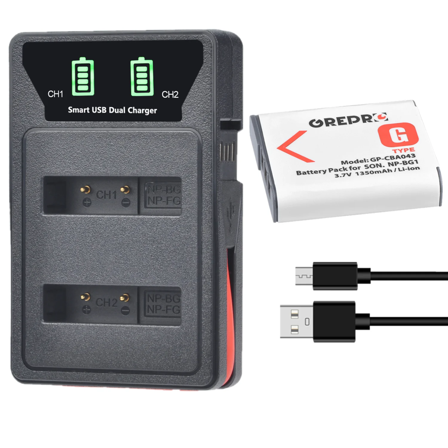 1350mAh NP-BG1 NP BG1 FG1 NP-FG1 Battery + LED Charger for Sony cyber-shot DSC-W100, DSC-WX1, DSC-H50, DSC-H55, DSC-H3, DSC-H7