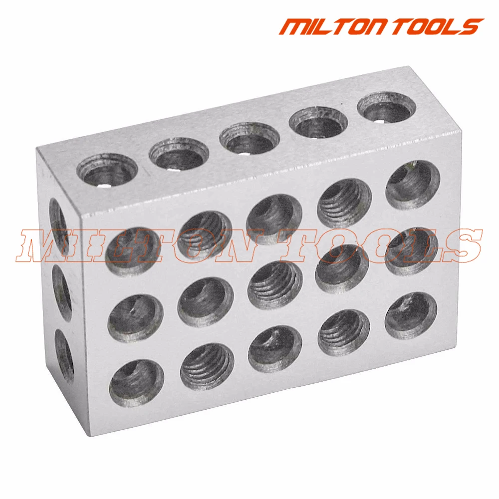 2pcs Hardened Steel 1-2-3" Blocks 0.0001" Precision Matched Machinist 123 Milling Tool 23 Holes 25-50-75mm block gauge