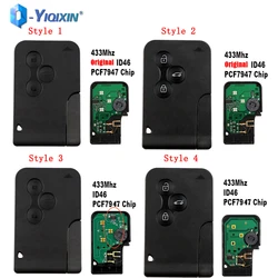 YIQfeat IN-Carte Intelligente Sans Clé à 3 lèvent pour Renault Clio Logan Megane 2 3 Scenic, 433Mhz, Clé d'Urgence à Distance, Puce ID46 PCF7947