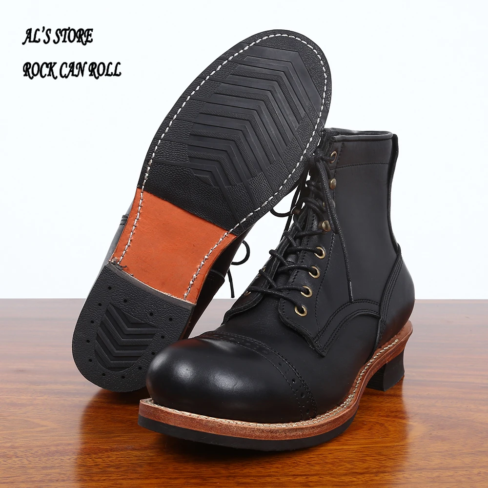 LL500 RockCanRoll Size 35-52 Super Quality Genuine Italian Cow Leather Handmade Goodyear Welted Boots Custom Made Service OK