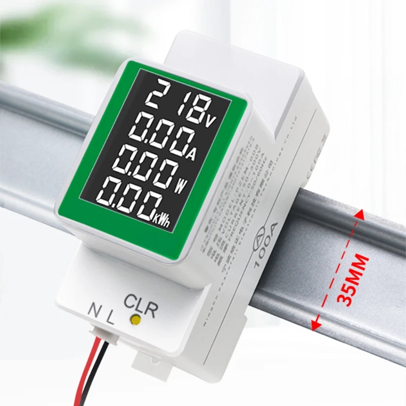 Din Wattmeter Voltmeter Ammeter Power Meter AC50-300V Amp Power Factor Time Energy Current