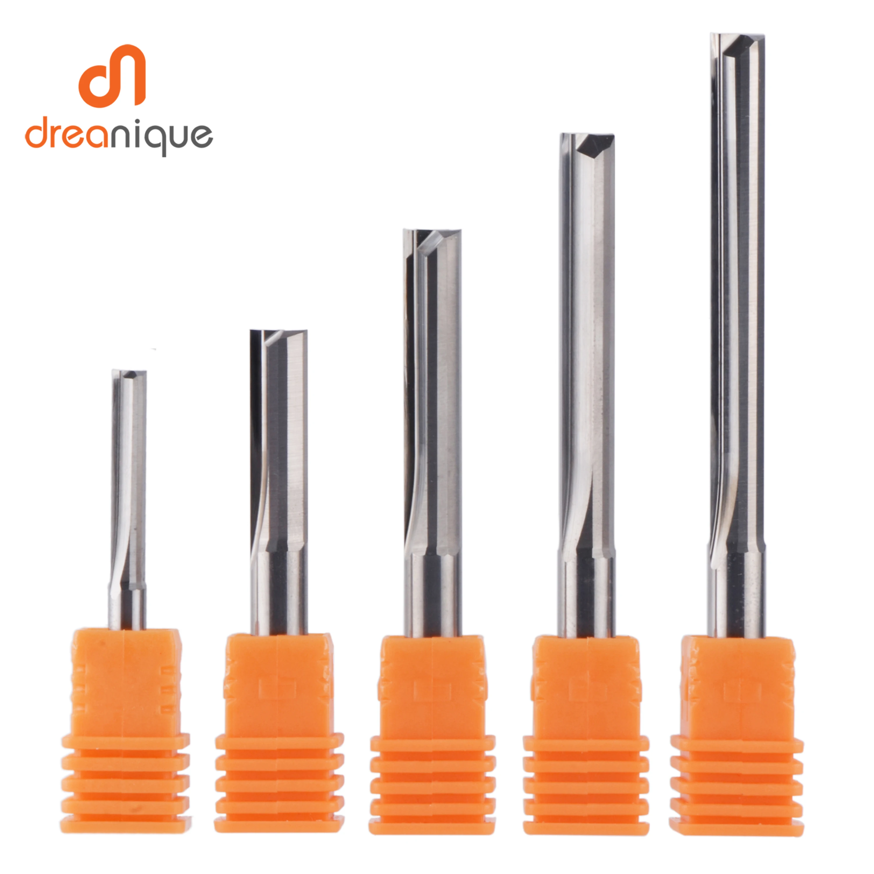 Dreanique 3.175mm 4mm 6mm 8mm Shank 2 Flute Tungsten Carbide End Mill CNC Router Bit Engraving Bit Straight Slot Milling Cutter