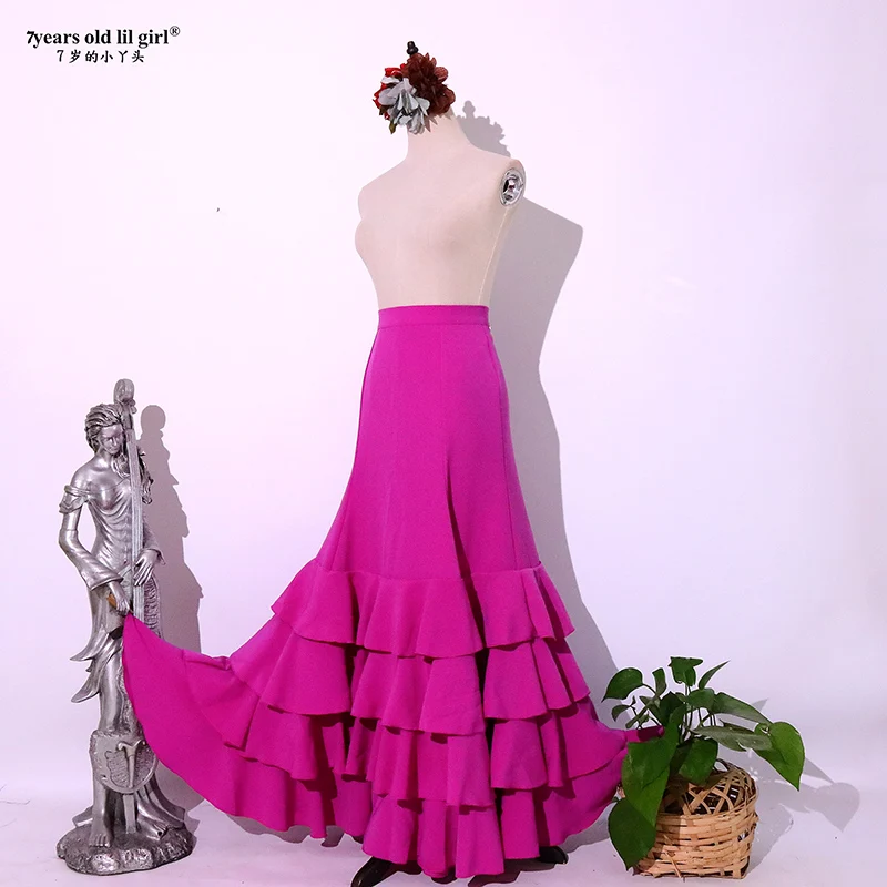 Lil Girl-vestido de baile español para mujer, falda de práctica de Flamenco, ropa multicapa, 7 años, nuevo, 2021, 4ess27