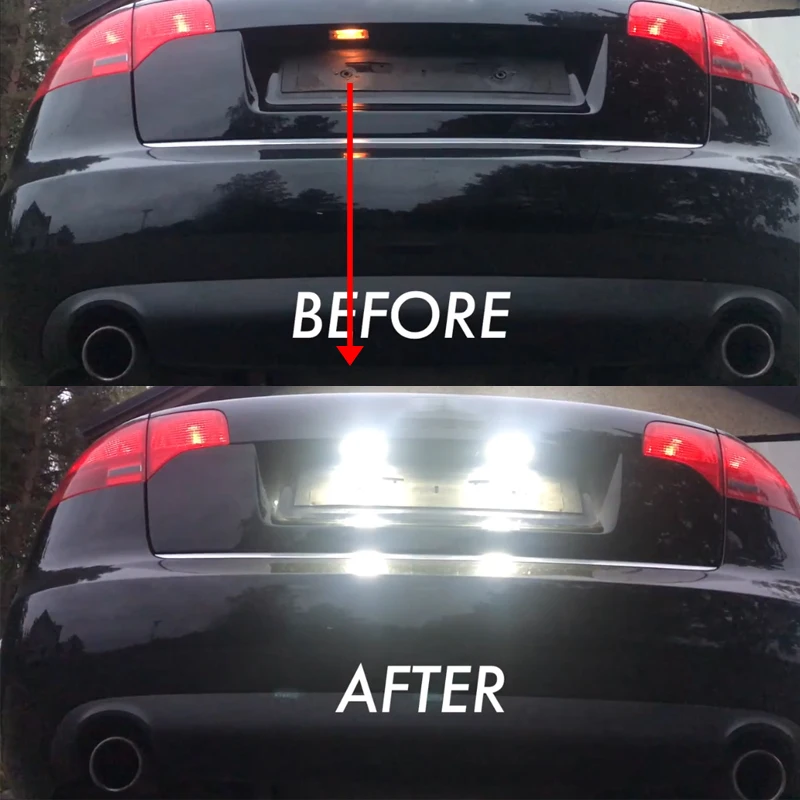 Canbus car License Plate Light LED White Rear License Tag Lights Direct Replacement 1 Year Warranty For Audi A3 8p A4 B6 B7