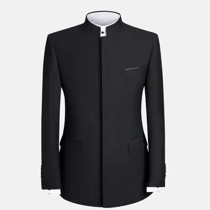 Spring Autumn Zhongshan Suit Young Men's Tops Slim Korean Version Casual Chinese Stand Collar Blazer Wedding Dress Jacket