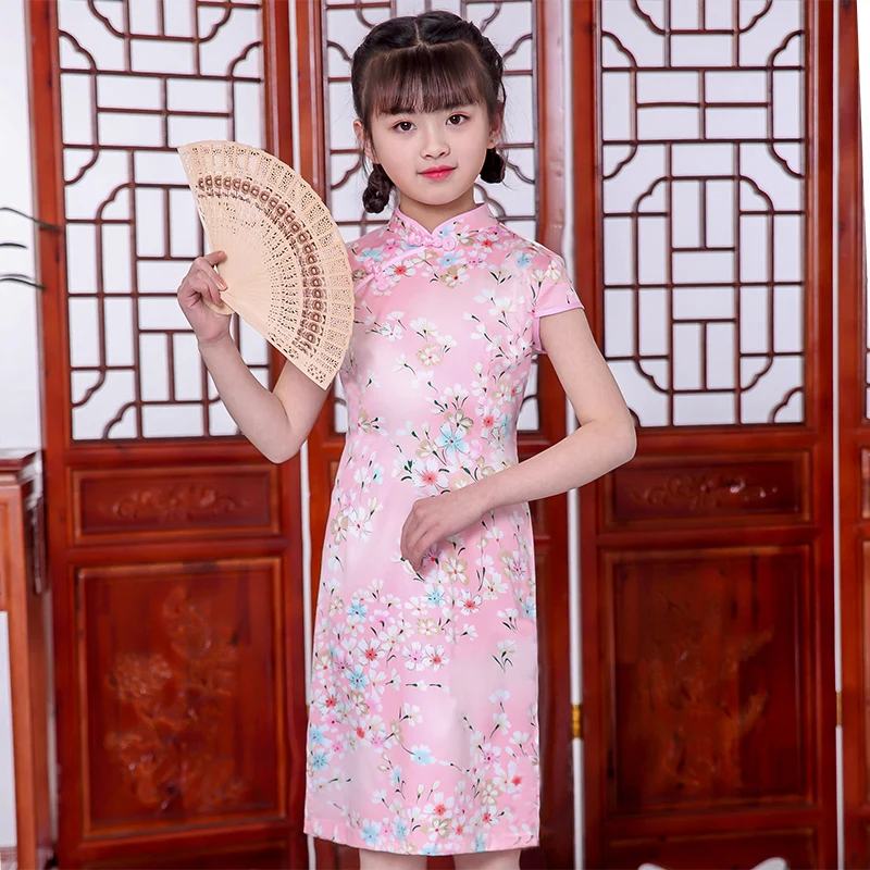 

Shanghai Story Summer Chinese Kid Child Girl Flower Cheongsam Dress Girls Qipao Girl's Costume