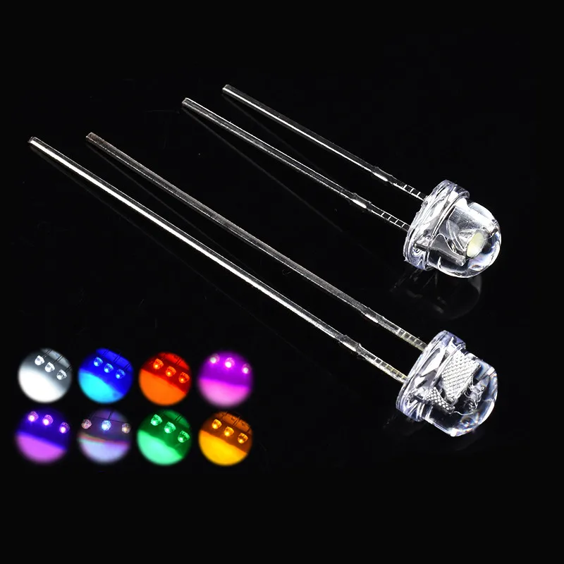 50PCS 5mm Straw Hat LED Diode Super Bright White 0.3W 0.5W 0.75W F5 Power 0.5W Light Emitting Diode Red Yellow Green Blue Warm