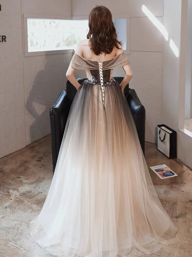 Elegant Strapless Prom Dresses Sexy Off Shoulder Starry Brilliant Appliques Backless Bandage A-Line Female Party Host Gowns 2024