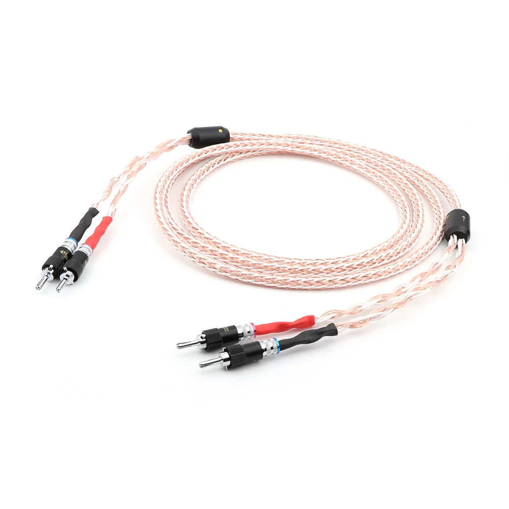 

Pair HiFi Speaker Wire Speaker Cable with Rhodium Plated Banana Plugs 10AWG (OFC) Speaker Wire