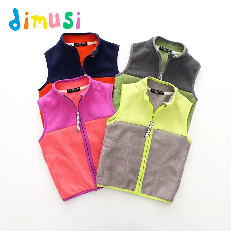 DIMUSi Winter Girl\'s Vest Jackets Casual Children Outwear Sleeveless Coats Baby Kids Polar Fleece Soft Shell Waistcoats Clothing